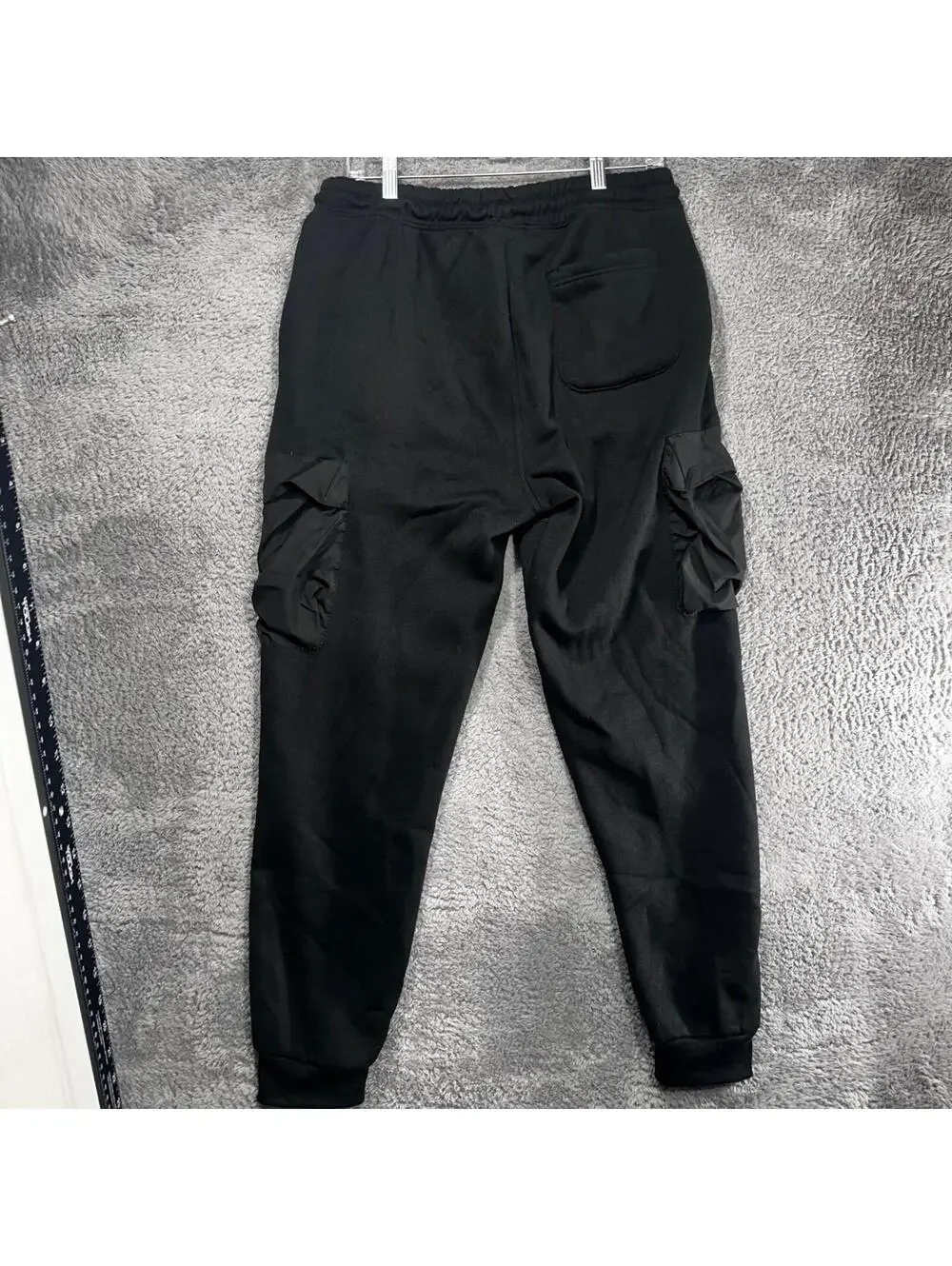 Southpole Cargo Jogger Mens L Black Fleece Lined Mixed Media Streetwear Pants